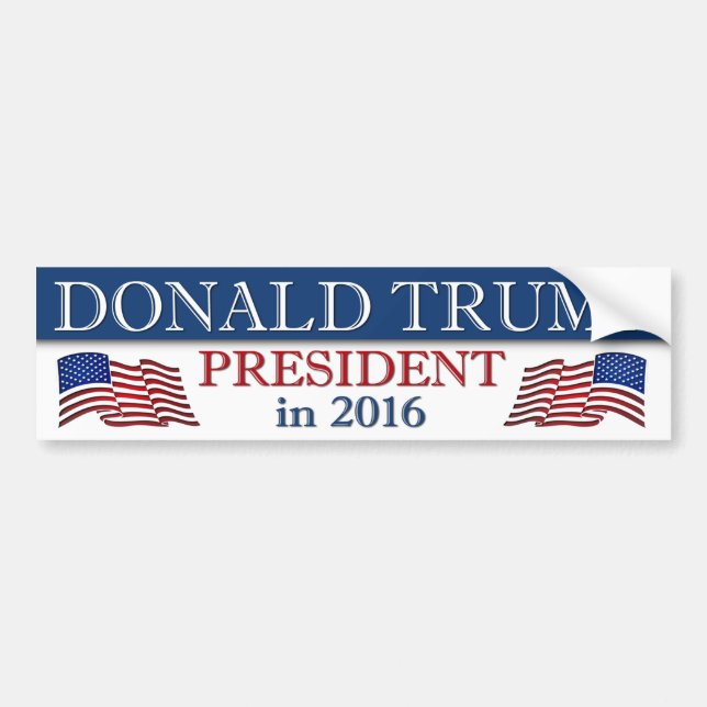 Autocollant De Voiture Donald Trump président en 2016 patriotique (Devant)