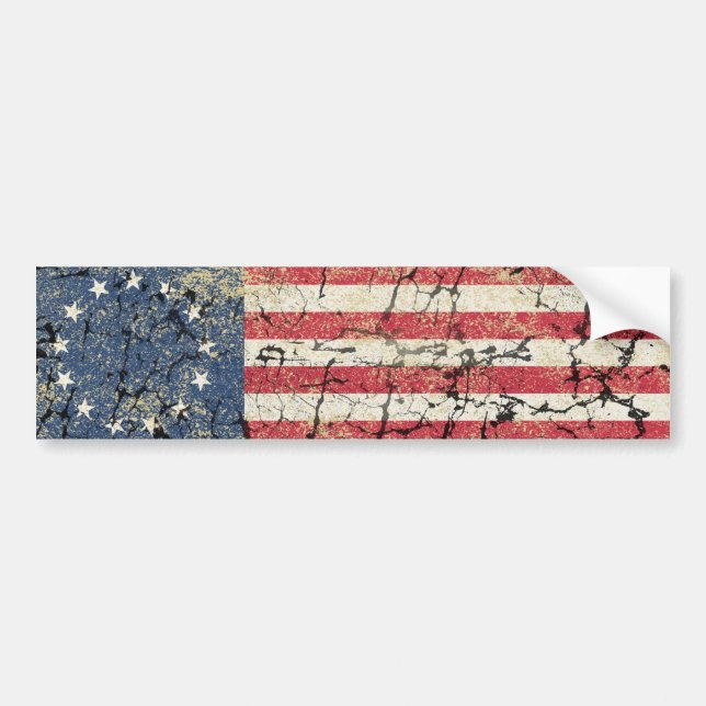 Autocollant De Voiture Drapeau américain 1776 en état de détresse (Devant)