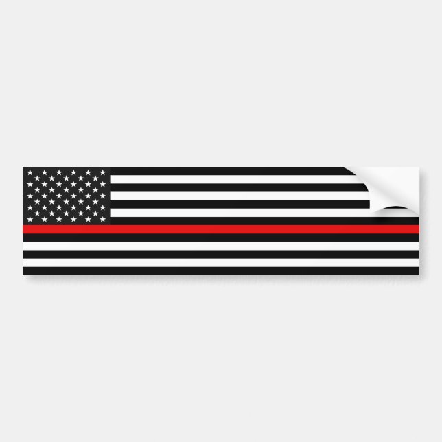 Autocollant De Voiture Drapeau américain de la ligne rouge mince (Devant)