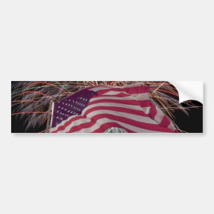Autocollant De Voiture Drapeau américain et feux d'artifice