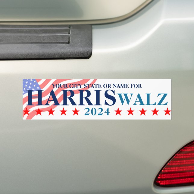 Autocollant De Voiture Drapeau américain Harris Walz 2024 Personnalisé Po (En voiture)