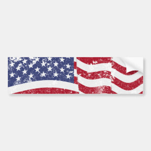 Autocollant De Voiture Drapeau américain ondulant - affligé