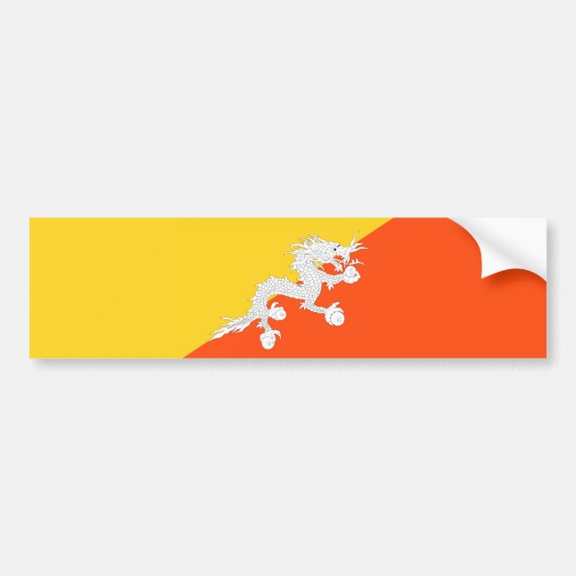 Autocollant De Voiture Drapeau bhoutanais (Bhoutan) (Dragon tonnerre) (Devant)