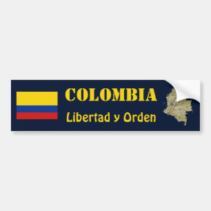Autocollant De Voiture Drapeau Colombie + Stick pare-chocs