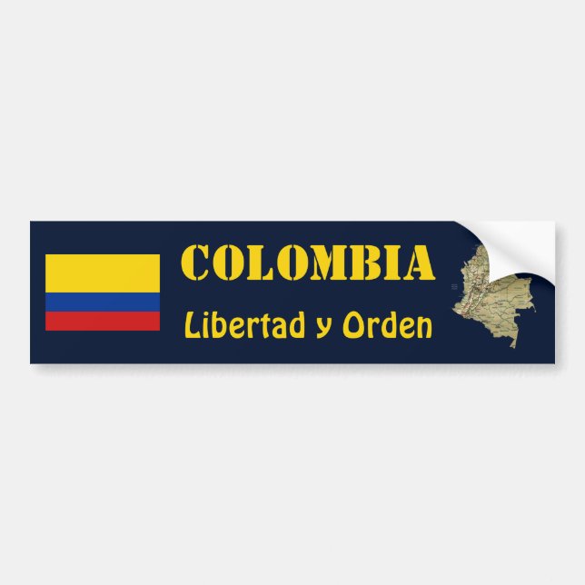 Autocollant De Voiture Drapeau Colombie + Stick pare-chocs (Devant)