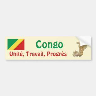 Autocollant De Voiture Drapeau Congo-Brazzaville + Sticker de pare-chocs