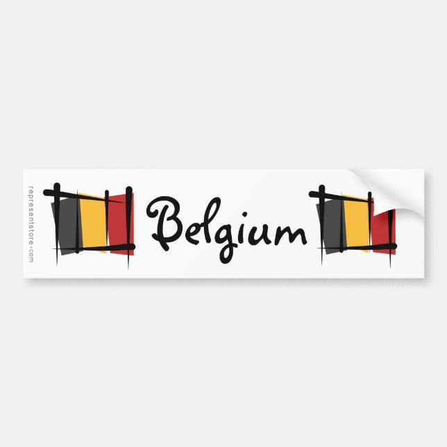 Autocollant De Voiture Drapeau de brosse de la Belgique (Devant)