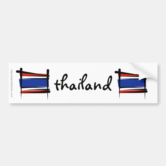 Autocollant De Voiture Drapeau de brosse de la Thaïlande (Devant)