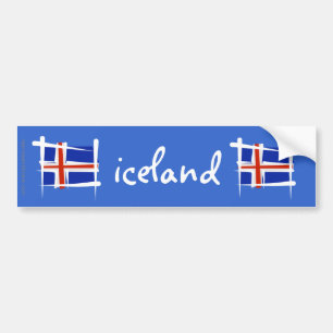 Autocollant De Voiture Drapeau de brosse de l'Islande