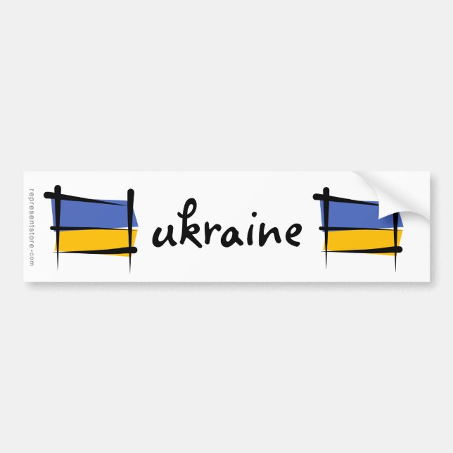 Autocollant De Voiture Drapeau de brosse de l'Ukraine (Devant)