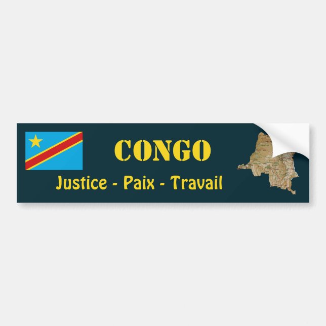 Autocollant De Voiture Drapeau de Congo-Kinshasa + Adhésif pour (Devant)