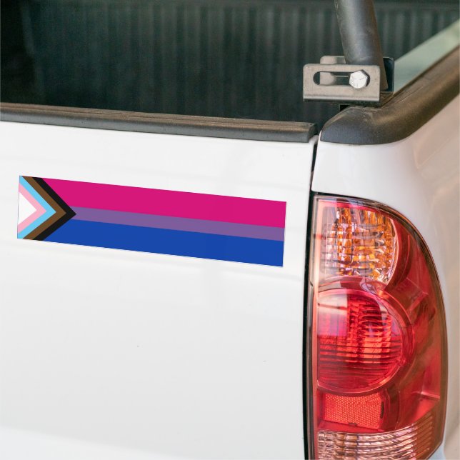 Autocollant De Voiture Drapeau de la fierté de progrès bisexuel (Sur camion)
