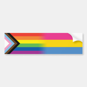 Autocollant De Voiture Drapeau de la Fierté de Progrès inclusif LGBTQ Pan