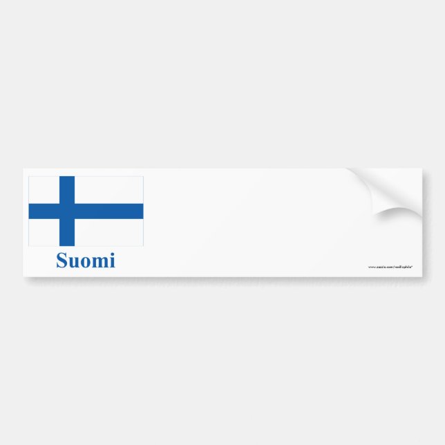 Autocollant De Voiture Drapeau de la Finlande avec le nom dans finlandais (Devant)