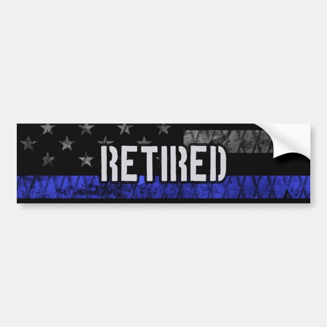 Autocollant De Voiture Drapeau de la police retraitée en détresse (Devant)