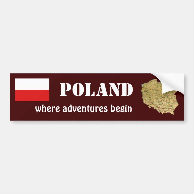 Autocollant De Voiture Drapeau de la Pologne + Adhésif pour pare-chocs de (Devant)