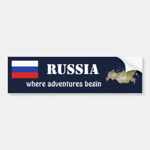 Autocollant De Voiture Drapeau de la Russie + Adhésif pour pare-chocs de
