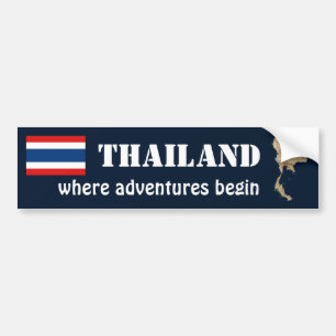 Autocollant De Voiture Drapeau de la Thaïlande + Adhésif pour pare-chocs