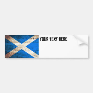 Autocollant De Voiture Drapeau de l'Ecosse sur le vieux grain en bois