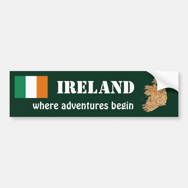 Autocollant De Voiture Drapeau de l'Irlande + Adhésif pour pare-chocs de (Devant)