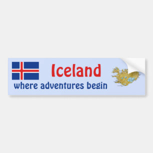 Autocollant De Voiture Drapeau de l'Islande + Adhésif pour pare-chocs de