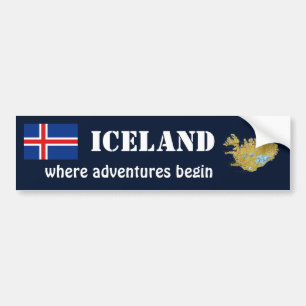 Autocollant De Voiture Drapeau de l'Islande + Adhésif pour pare-chocs de