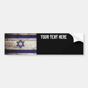 Autocollant De Voiture Drapeau de l'Israël sur le vieux grain en bois