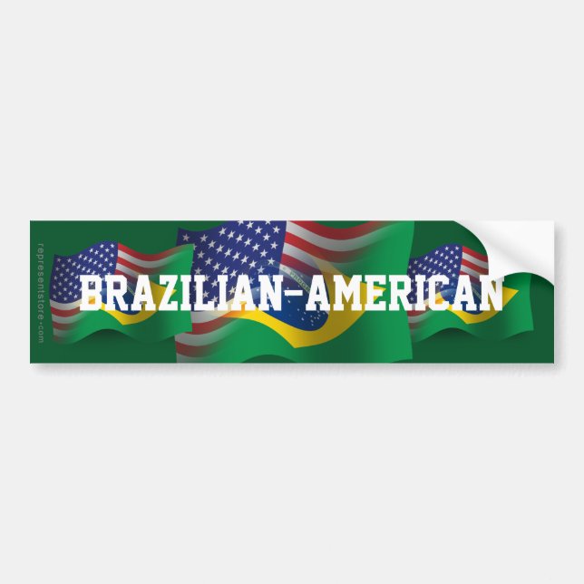 Autocollant De Voiture Drapeau de ondulation Brésilien-Américain (Devant)
