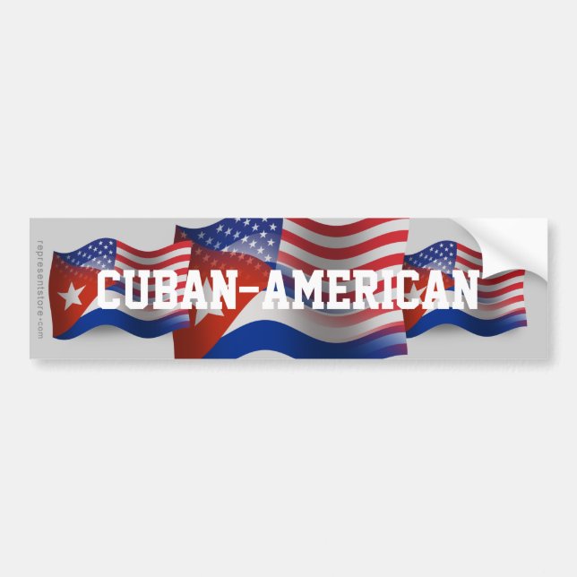 Autocollant De Voiture Drapeau de ondulation Cubain-Américain (Devant)