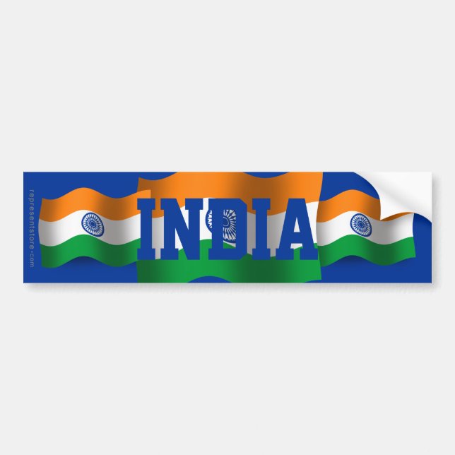 Autocollant De Voiture Drapeau de ondulation de l'Inde (Devant)