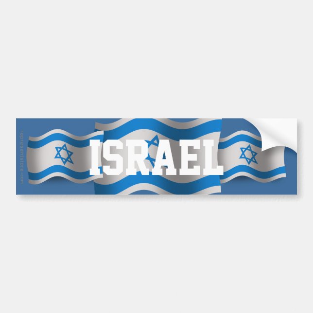 Autocollant De Voiture Drapeau de ondulation de l'Israël (Devant)