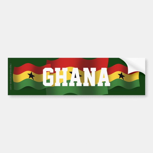 Autocollant De Voiture Drapeau de ondulation du Ghana (Devant)