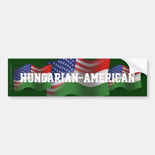 Autocollant De Voiture Drapeau de ondulation Hongrois-Américain (Devant)
