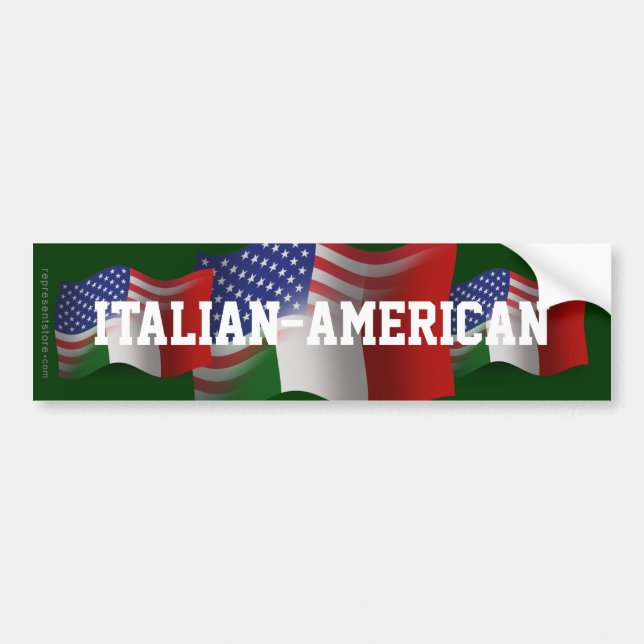 Autocollant De Voiture Drapeau de ondulation Italien-Américain (Devant)