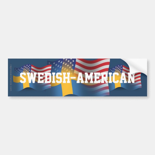 Autocollant De Voiture Drapeau de ondulation Suédois-Américain (Devant)