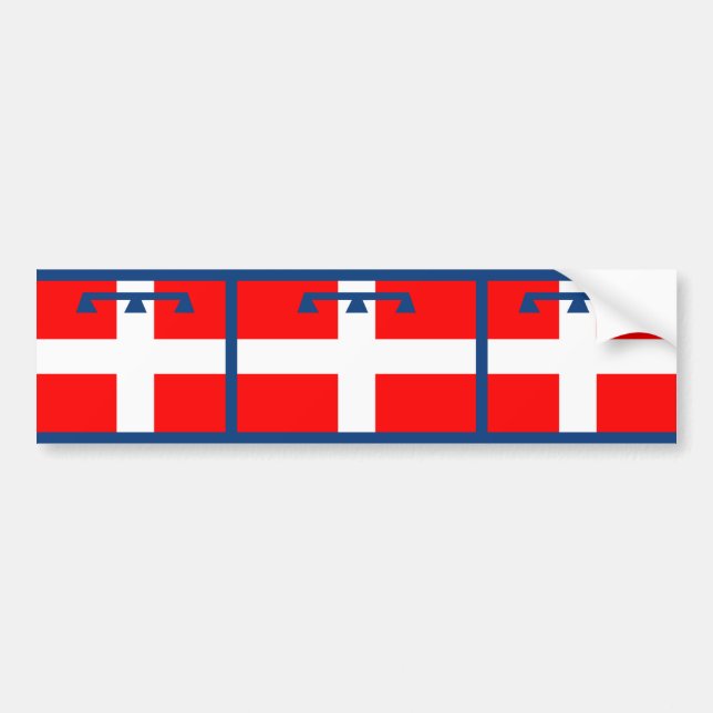 Autocollant De Voiture Drapeau de Piemonte, Italie (Devant)