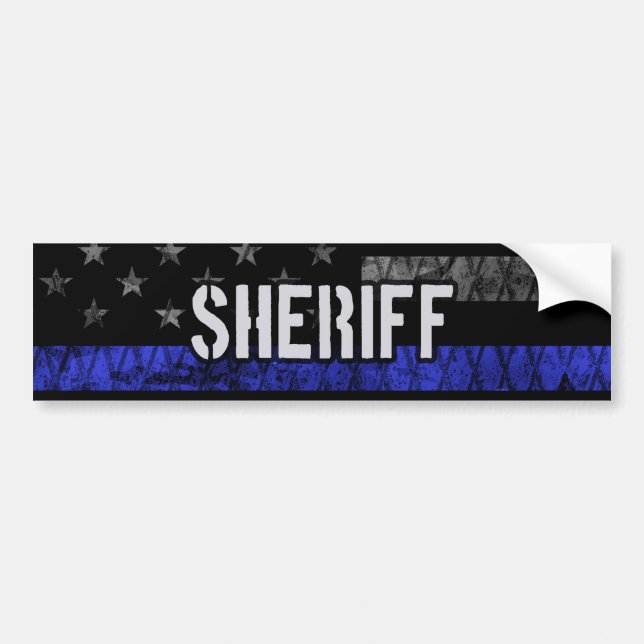 Autocollant De Voiture Drapeau de police du shérif en détresse (Devant)