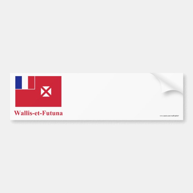 Autocollant De Voiture Drapeau de Wallis-et-Futuna avec le nom en (Devant)