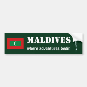 Autocollant De Voiture Drapeau des Maldives + Adhésif pour pare-chocs de