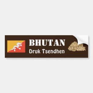 Autocollant De Voiture Drapeau du Bhutan + Adhésif pour pare-chocs de