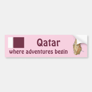 Autocollant De Voiture Drapeau du Qatar + Adhésif pour pare-chocs de