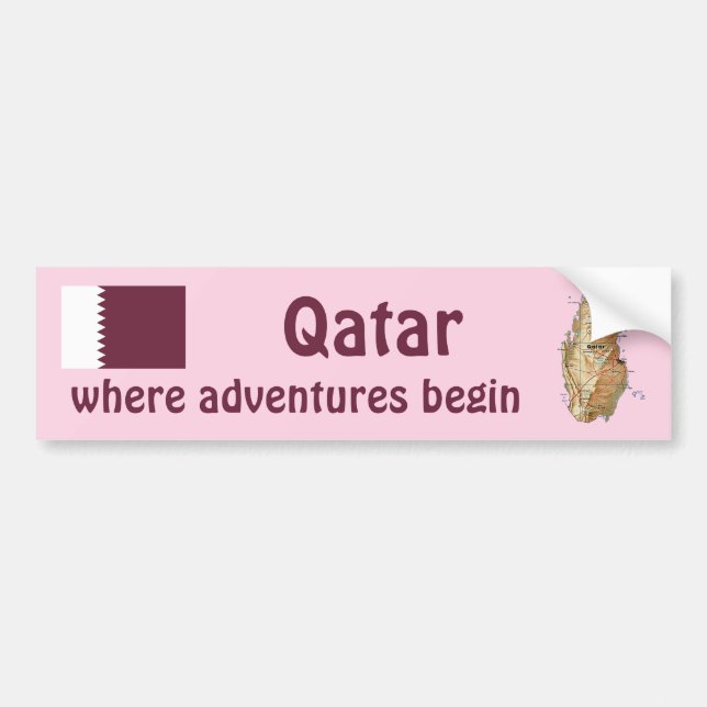 Autocollant De Voiture Drapeau du Qatar + Adhésif pour pare-chocs de (Devant)