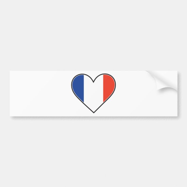 Autocollant De Voiture Drapeau français de coeur (Devant)