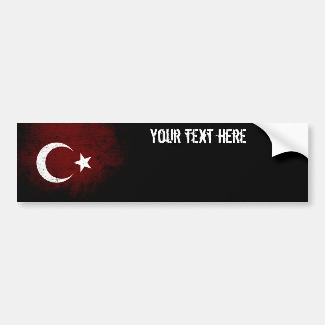 Autocollant De Voiture Drapeau grunge noir de la Turquie (Devant)