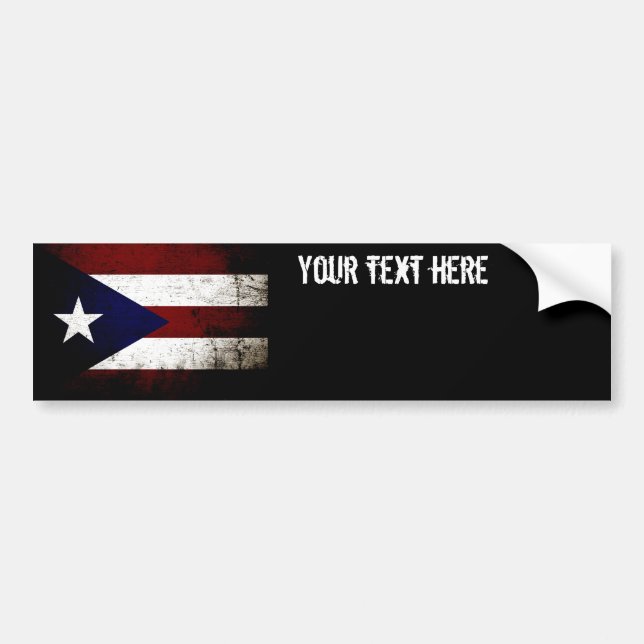 Autocollant De Voiture Drapeau grunge noir de Porto Rico (Devant)