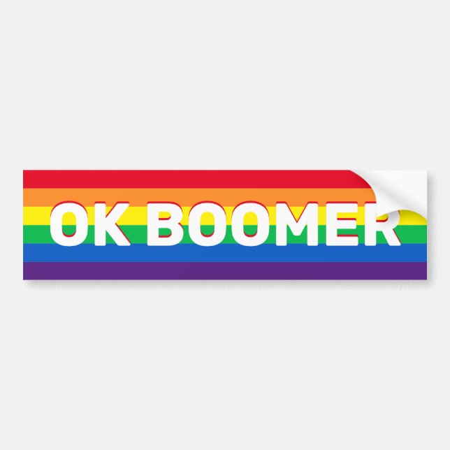 Autocollant De Voiture Drapeau Rainbow Pride Ok Boomer Meme (Devant)