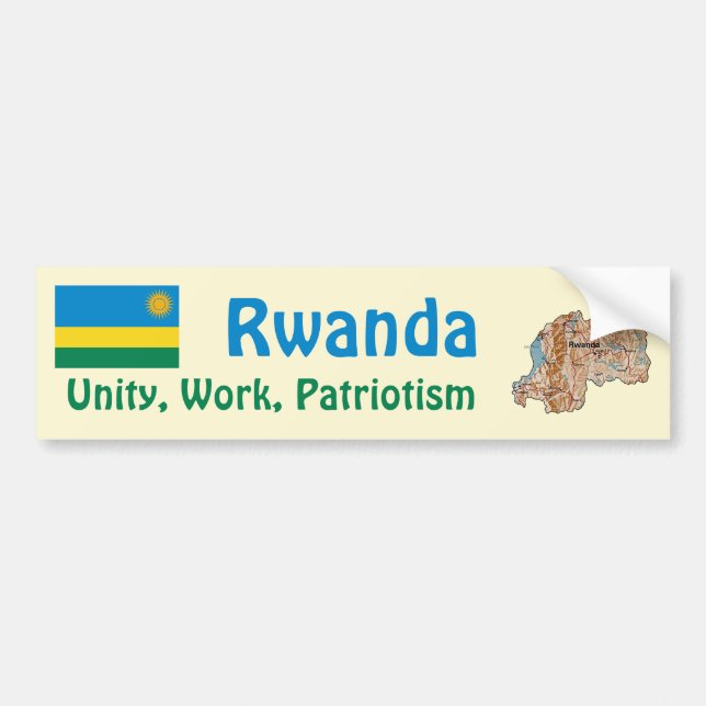 Autocollant De Voiture Drapeau Rwanda + Stick pare-chocs (Devant)
