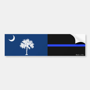 Autocollant De Voiture Drapeau SC & Sticker à ligne bleue mince de police