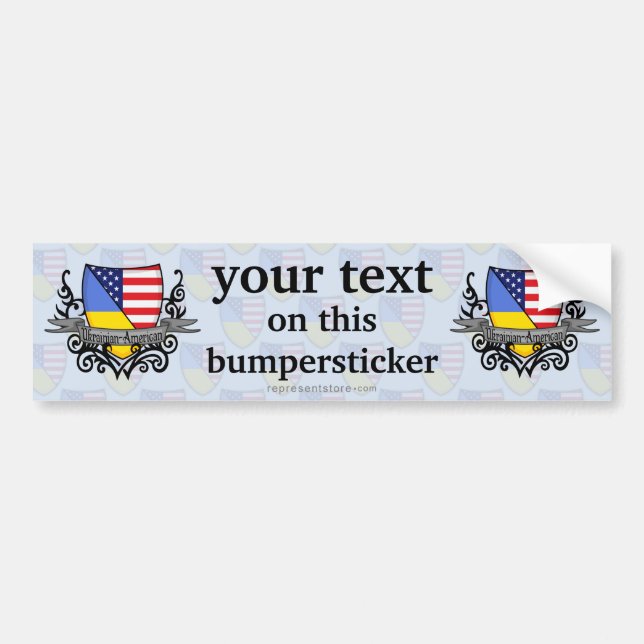 Autocollant De Voiture Drapeau Ukrainien-Américain de bouclier (Devant)