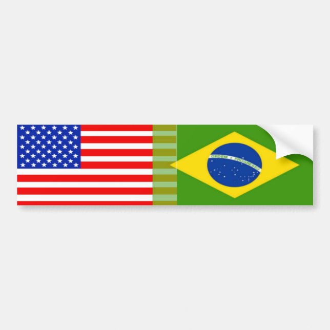 Autocollant De Voiture Drapeaux Américain-Brésiliens (Devant)